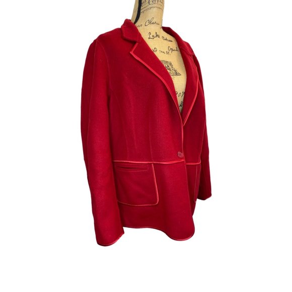 Talbots Red Wool 20W Jacket Blazer Satin Trim Festive Holiday - Picture 5 of 13